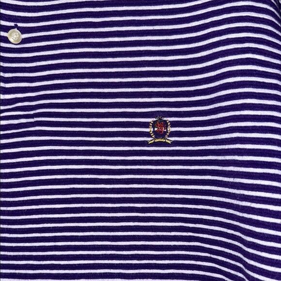 Classic Purple and White Striped Polo Shirt - Picture 2 of 9
